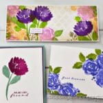 Create the look of watercolor without the work or mess! Beautiful spritzed floral cards featuring the Stampin Up True Beauty stamp set.