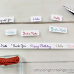 Use your paper scraps to get organized! Prepare simple sentiment tags and organize them in a tackle box. Awesome craft room organization tip!