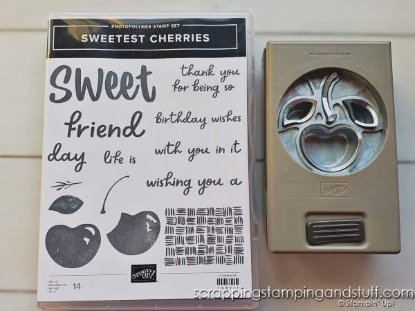 Use the Stampin Up Sweetest Cherries bundle to create adorable cards plus tons of other punch art shapes. Take a look at them here!