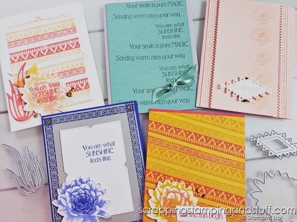 Use these 8 stamping platform techniques and the Stampin Up Desert Details bundle to create beautiful cards with your Stamparatus, MISTI or other stamp positioner