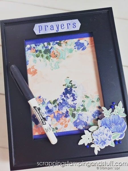 Click to see 5 last minute handmade gift ideas any crafter can make! Ideas include card sets, decorated candles, a decorated dry erase board using a picture frame, and personalized signs.