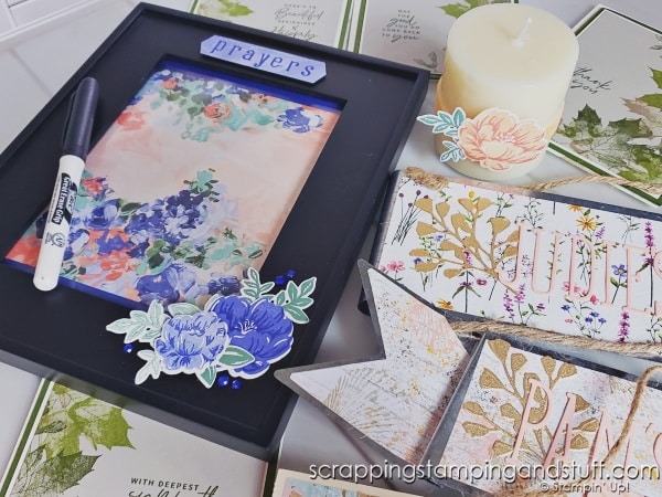 Click to see 5 last minute handmade gift ideas any crafter can make! Ideas include card sets, decorated candles, a decorated dry erase board using a picture frame, and personalized signs.