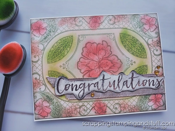 Click to see more ways to use your blending brushes on card making projects plus gorgeous samples with the Stampin Up Perfectly Detailed Stamp Set!