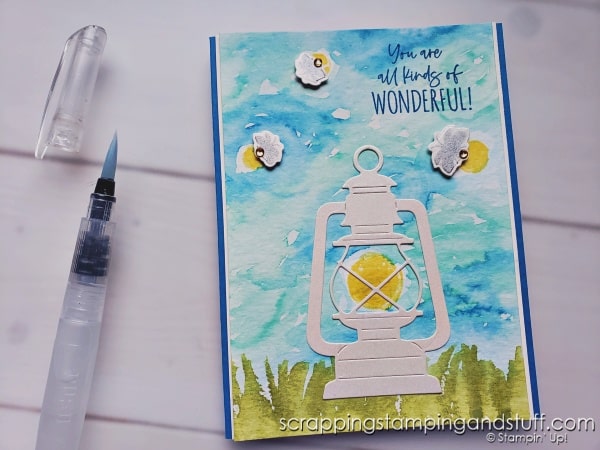 Click to see 3 simple ways to watercolor backgrounds with amazing results! Cards feature the Stampin Up Lighting the Way bundle!