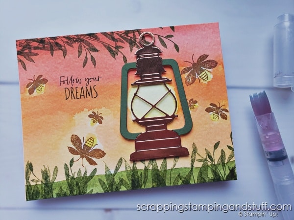 Click to see 3 simple ways to watercolor backgrounds with amazing results! Cards feature the Stampin Up Lighting the Way bundle!