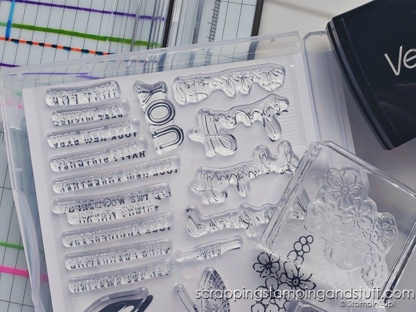 Click to see how I prep my clear stamps for use on my card projects - this has been a game changer in saving time and energy in my craft room!