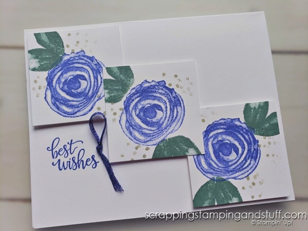 Take a look at this one sheet wonder for making quick, clean and simple cards! Samples feature the Stampin Up Artistically Inked stamp set.