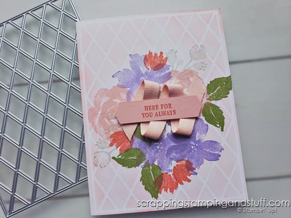 Inspire your creativity by taking a look at 8 ways to use one single die! Background layover dies have much versatility! Stampin Up True Beauty bundle