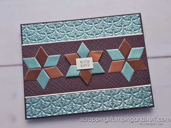 Inspire your creativity by taking a look at 8 ways to use one single die! Background layover dies have much versatility! Stampin Up True Beauty bundle