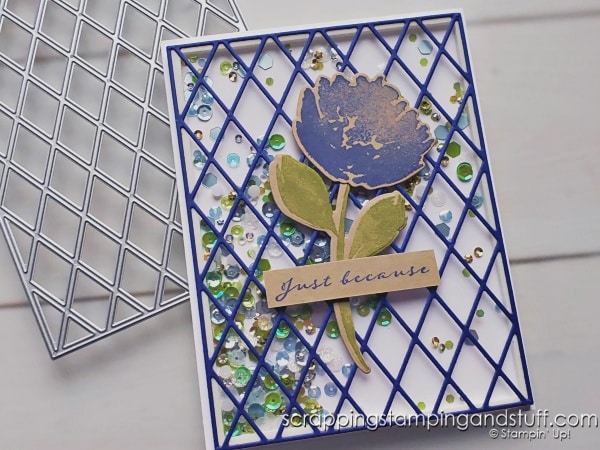 Inspire your creativity by taking a look at 8 ways to use one single die! Background layover dies have much versatility! Stampin Up True Beauty bundle