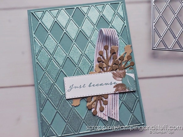 Inspire your creativity by taking a look at 8 ways to use one single die! Background layover dies have much versatility! Stampin Up True Beauty bundle