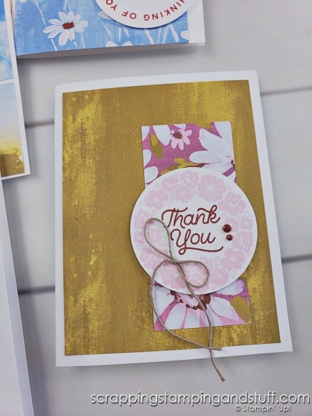 Click to see 7 simple card layouts using a circle punch. Samples feature the Stampin Up Circle Sayings bundle.