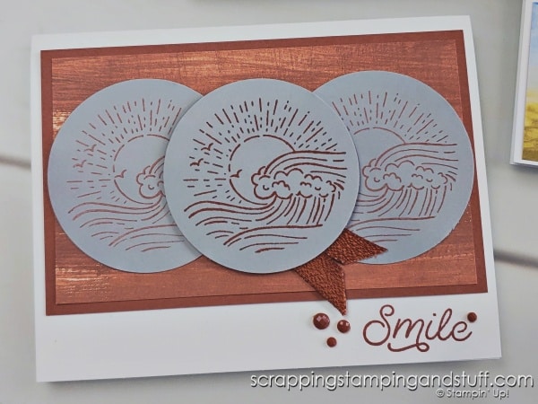 Click to see 7 simple card layouts using a circle punch. Samples feature the Stampin Up Circle Sayings bundle.