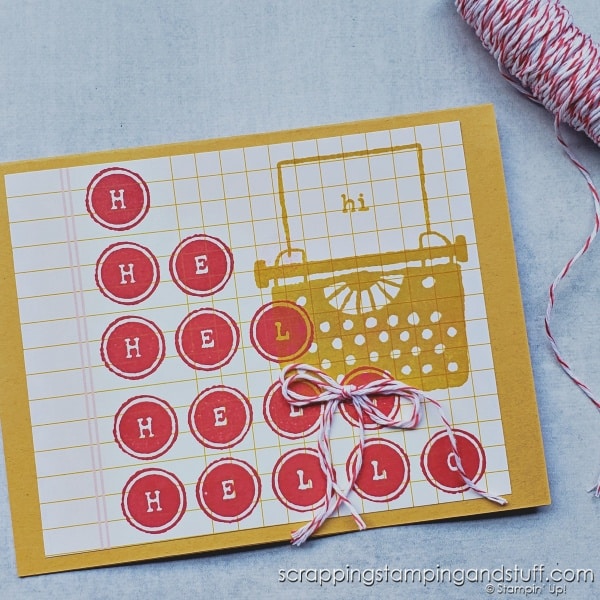 Use twine in ways you've never considered! Click to see 7 ways to use twine on projects and branch out from just tying bows! Samples feature the Stampin Up Just My Type stamp set.