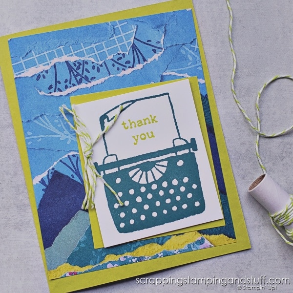 Use twine in ways you've never considered! Click to see 7 ways to use twine on projects and branch out from just tying bows! Samples feature the Stampin Up Just My Type stamp set.