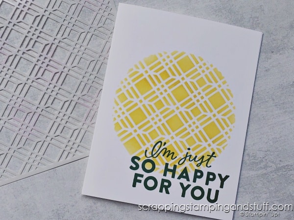 Have you tried this with your masks? Click to see 8 creative ways to use your blending brushes and masks along with finished cards using the Stampin Up Wanted To Say die set.