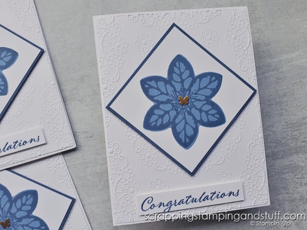 Click for ideas for saving time and effort when mass producing cards! We'll create 8 cards in 30 minutes with the Stampin Up Enchanted Butterfly stamp set!