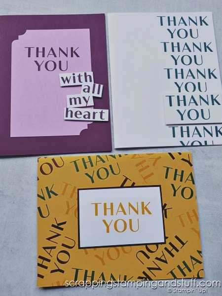 Here's a fun card making challenge - create a card using ONLY greeting stamps and paper! Click to see samples using the Stampin Up Phrases For All stamp set!