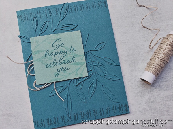 Use your die cuts in a unique way by creating monochromatic backgrounds! Cut your die cuts in the same color as the card base to create subtle beauty! Samples feature Stampin Up Gorgeously Made.