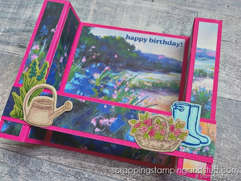 How To Make A Bridge Fold Card With Stampin Up Garden Meadow Bundle