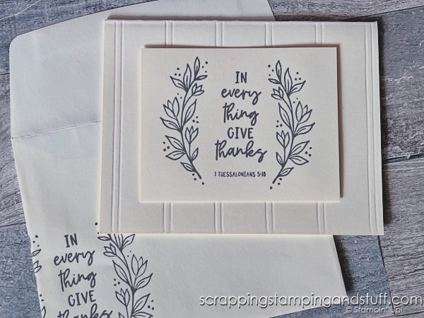 Take a look at this simple scoring technique which allows you to create stunning cards simply. Take a look at sample cards using Stampin Up Courage & Faith.