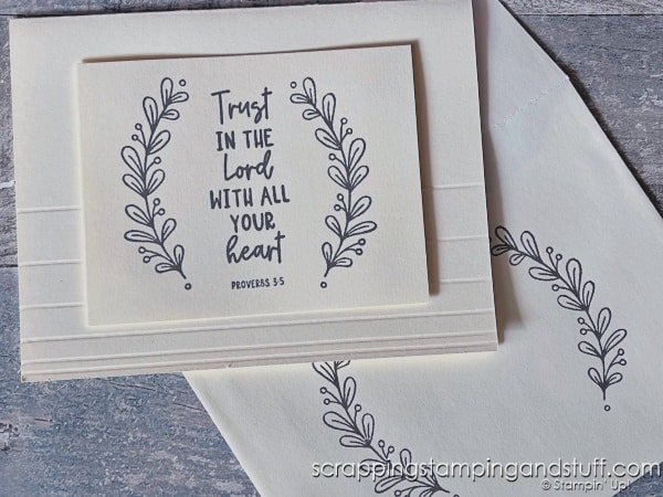 Take a look at this simple scoring technique which allows you to create stunning cards simply. Take a look at sample cards using Stampin Up Courage & Faith.