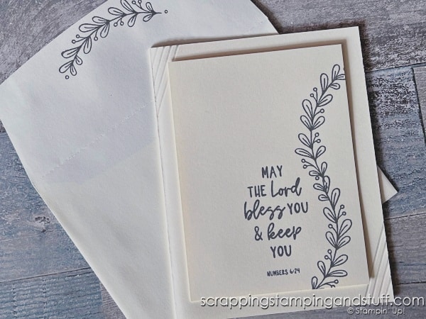 Take a look at this simple scoring technique which allows you to create stunning cards simply. Take a look at sample cards using Stampin Up Courage & Faith.