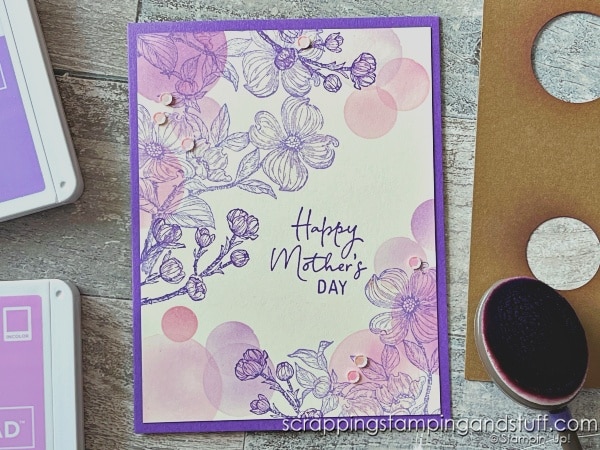 Click for simple instructions and video tutorial for using the bokeh technique for card making to create simple yet stunning cards! Samples feature Stampin Up Detailed Dogwood.