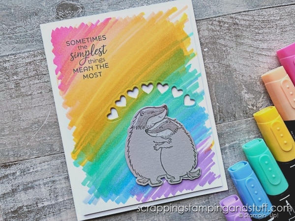 Click for 5 simple ways to use alcohol markers for simple and beautiful card making projects! Featuring Stampin Up Hearts & Hugs