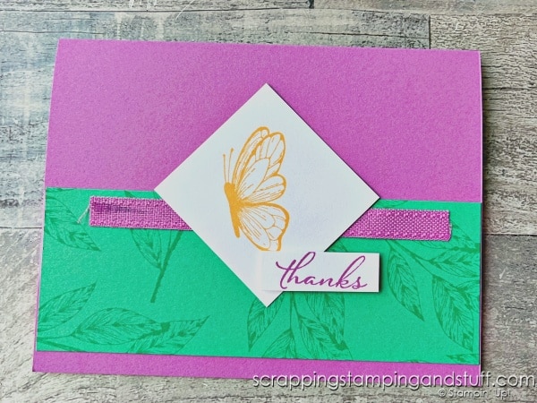 Try card making in a whole new way with this simple technique for mass producing beautiful cards. Cards feature the Stampin Up Spotlight On Nature stamp set.