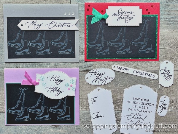 Click for 3 quick and simple Christmas card ideas, that are perfect for beginning card makers. Featuring Stampin Up Sophisticated Sled, make these cards in a flash!