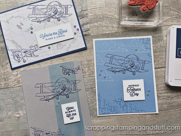 Click for 3 ideas for quick and easy card recipes you can use to make simple cards in minutes! Featuring Stampin Up Adventurous Sky