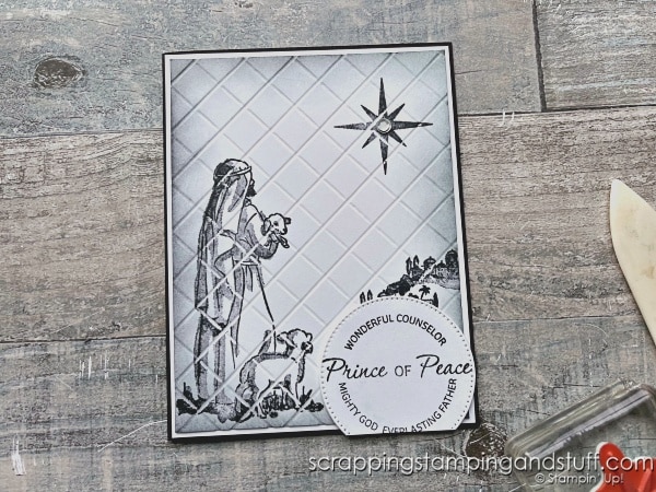 Click to see a simple scoring technique for making stunning cards! Cards feature the Stampin Up Shepherd's Care stamp set!