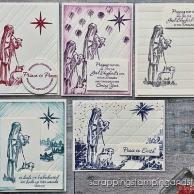 Click to see a simple scoring technique for making stunning cards! Cards feature the Stampin Up Shepherd's Care stamp set!