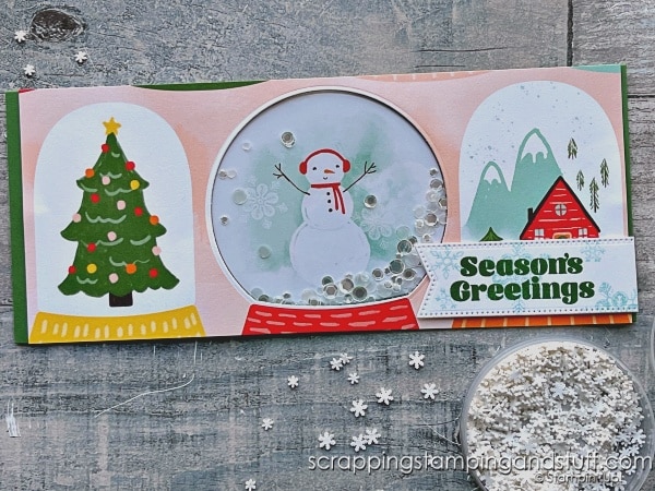 See a new and EASIER way to make shaker cards here! Featuring Stampin Up Snowy Wonder.