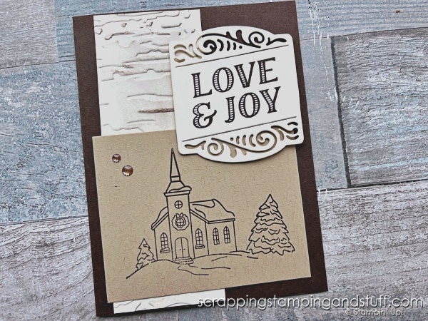 Click to watch as I create 8 cards in 20 minutes, and use an amazing tag trick you have to see to believe! Featuring Stampin Up Christmas Labels and Yuletide Village.