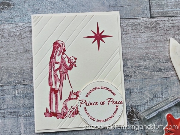 Click to see a simple scoring technique for making stunning cards! Cards feature the Stampin Up Shepherd's Care stamp set!