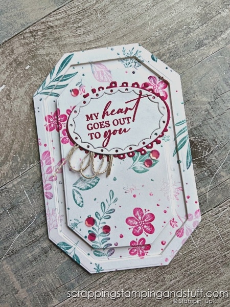 Try this gorgeous embossing technique today! Use the Stampin Up Botanical Beauty stamp, blending brushes with multiple colors of ink, and clear embossing powder for gorgeous results!