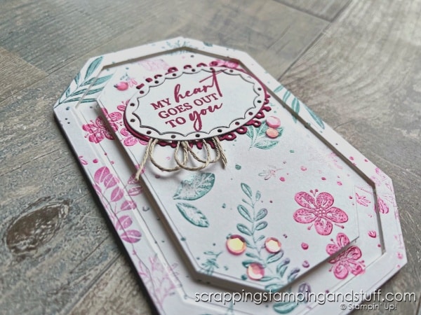 Try this gorgeous embossing technique today! Use the Stampin Up Botanical Beauty stamp, blending brushes with multiple colors of ink, and clear embossing powder for gorgeous results!