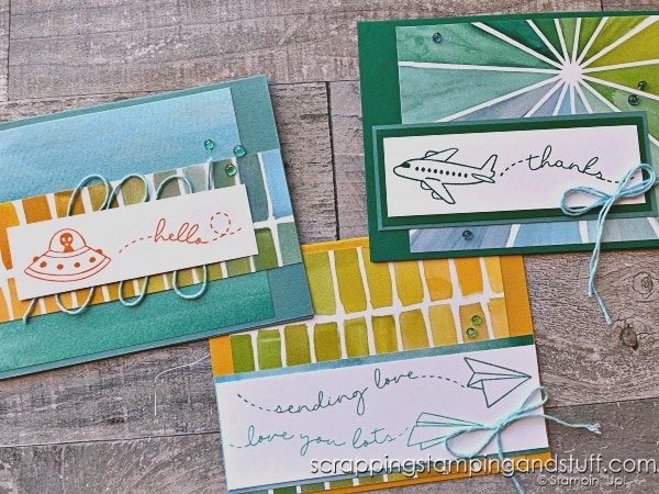 Do you struggle with measuring? Click to see card making hacks to help! Don't stress about measuring any longer! Stampin Up Flying By stamp set