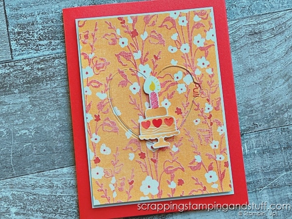 Click for a fun technique using crumpled up wax paper! Use this trick to add the appearance of texture to your projects. Samples feature the Stampin Up Hooray For Surprises bundle!