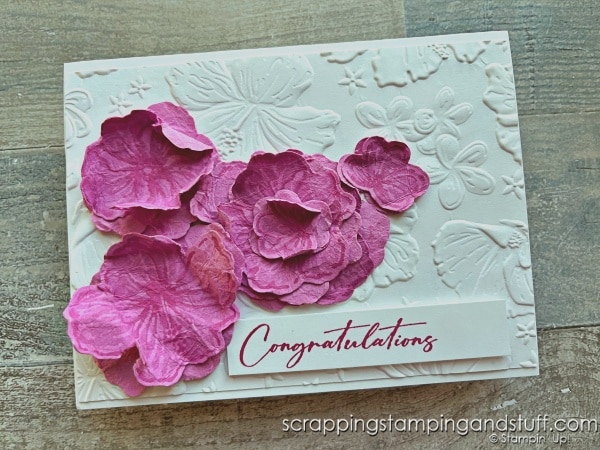 Click for 8 techniques you can use with flower stamps and dies, or any other supplies! Featuring Stampin Up Happy Hibiscus