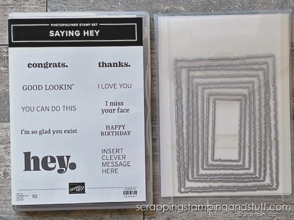 Stampin Up Saying Hey Stamp Set And Deckled Rectangles Dies