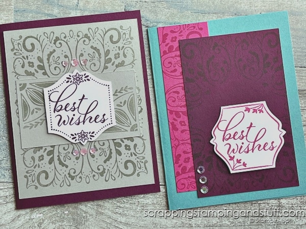 Click for tips on mass producing a big batch of cards in a short amount of time! Cards feature the beautiful Stampin Up Tiled Techniques stamp set.