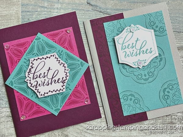 Click for tips on mass producing a big batch of cards in a short amount of time! Cards feature the beautiful Stampin Up Tiled Techniques stamp set.