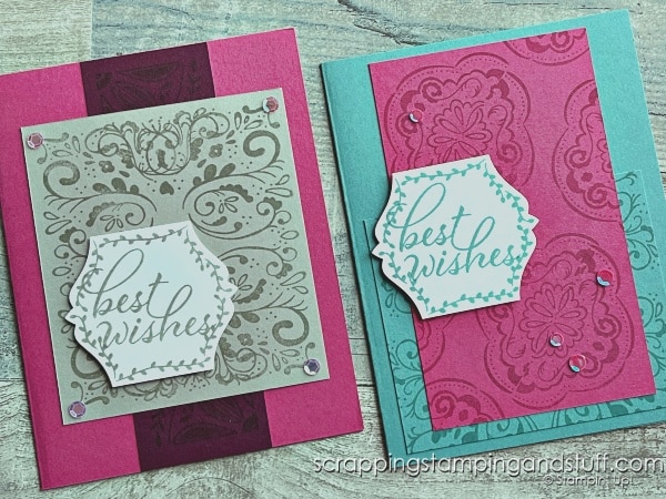 Click for tips on mass producing a big batch of cards in a short amount of time! Cards feature the beautiful Stampin Up Tiled Techniques stamp set.