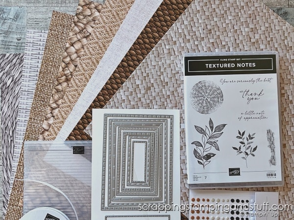 Create texture on your cards with these 13 technique ideas! Use layers, paste, crumpling and more. Featuring the Stampin Up Textured Notes stamp set.