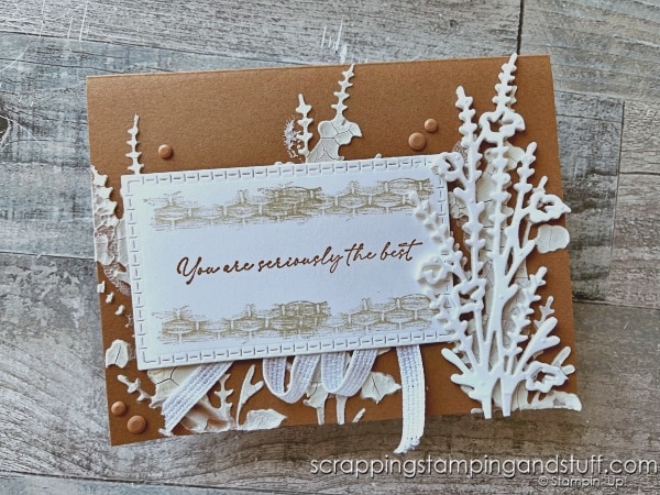 Create texture on your cards with these 13 technique ideas! Use layers, paste, crumpling and more. Featuring the Stampin Up Textured Notes stamp set.