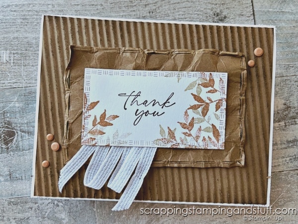 Create texture on your cards with these 13 technique ideas! Use layers, paste, crumpling and more. Featuring the Stampin Up Textured Notes stamp set.